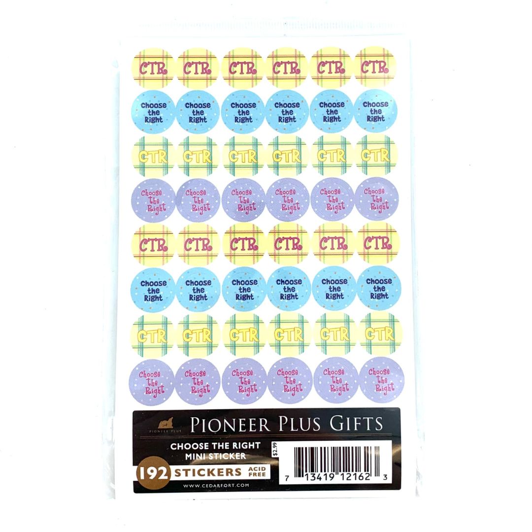A pack of multicolored mini stickers with various phrases starting with 'Choose The Right'.