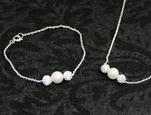 F934, F953 Baptism Necklace Bracelet Set-Whit Spkle