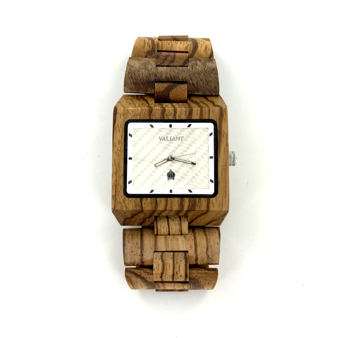Valiant Men's Wooden Watch - Zebra Wood (White) - Cedar Fort Publishing & Media