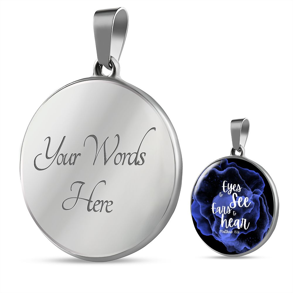 Eyes to see and ears to hear Purple Watercolor Pendant Necklace