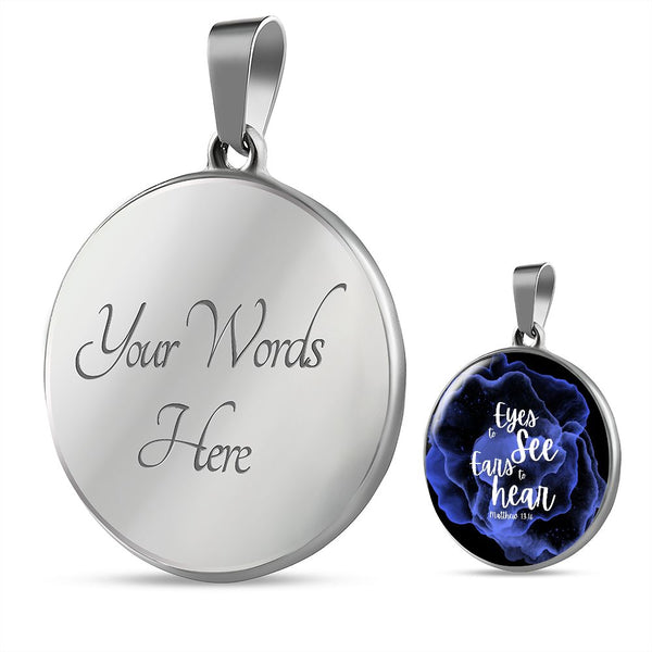 Eyes to see and ears to hear Purple Watercolor Pendant Necklace