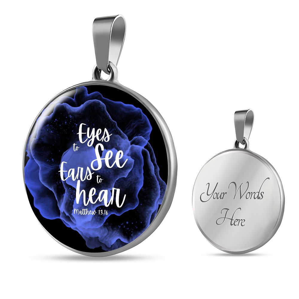 Eyes to see and ears to hear Purple Watercolor Pendant Necklace