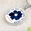 Eyes to see and ears to Hear Blue Flower Pendant Necklace