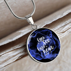 Eyes to see and ears to hear Purple Watercolor Pendant Necklace