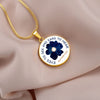 Eyes to see and ears to Hear Blue Flower Pendant Necklace