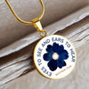 Eyes to see and ears to Hear Blue Flower Pendant Necklace