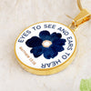 Eyes to see and ears to Hear Blue Flower Pendant Necklace