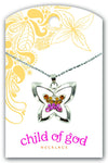 B232, Wall 14 Baptism Dangle Necklace Butterfly COG