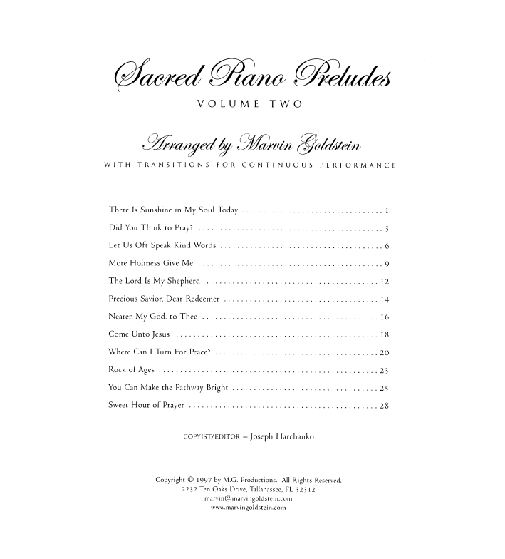Sacred Piano Preludes Vol. 2 - Marvin Goldstein Album