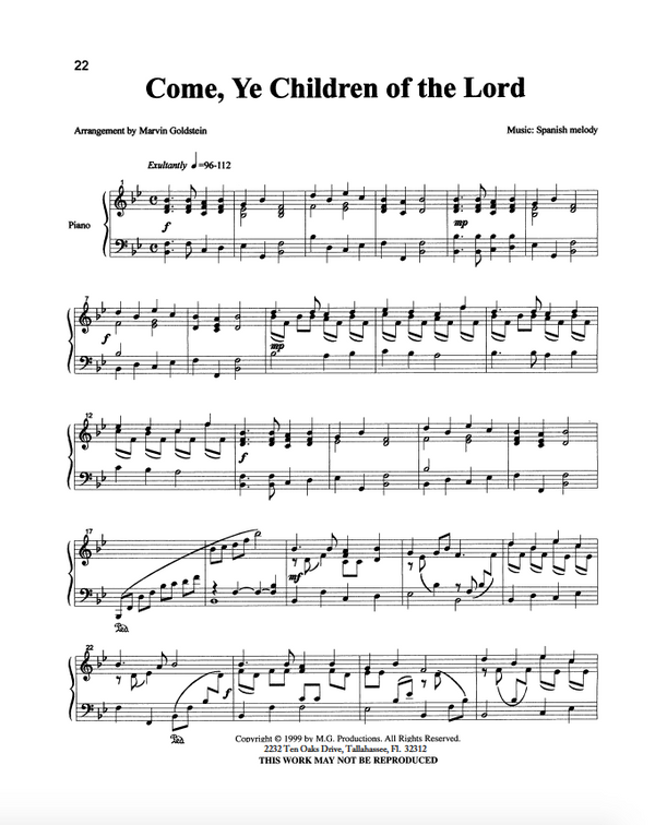 Come Ye Children of the Lord - Marvin Goldstein Single
