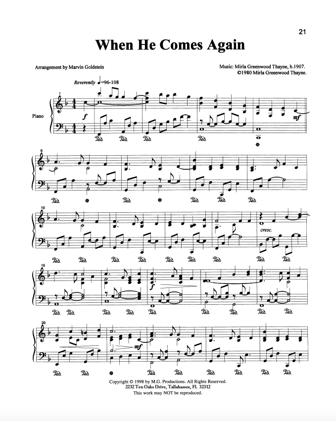 When He Comes Again - Marvin Goldstein Single