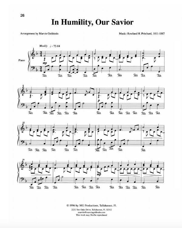 In Humility Our Savior - Marvin Goldstein Single