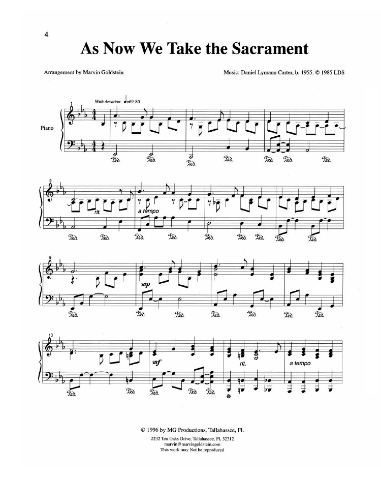 As Now We Take the Sacrament  - Marvin Goldstein Single
