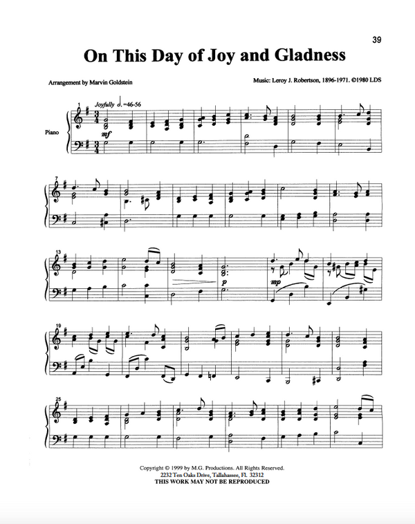 On This Day of Joy and Gladness - Marvin Goldstein Single