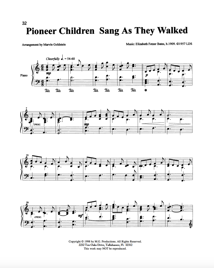 Pioneer Children Sang as they Walked - Marvin Goldstein Single