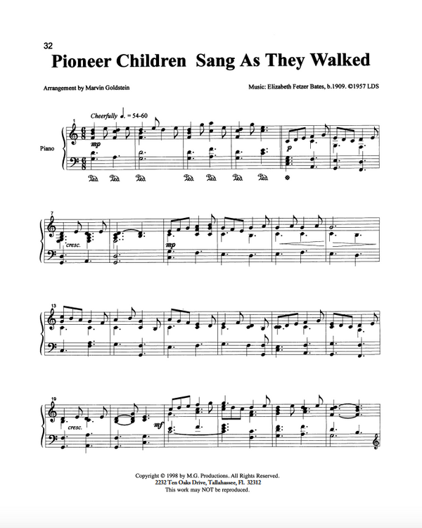 Pioneer Children Sang as they Walked - Marvin Goldstein Single