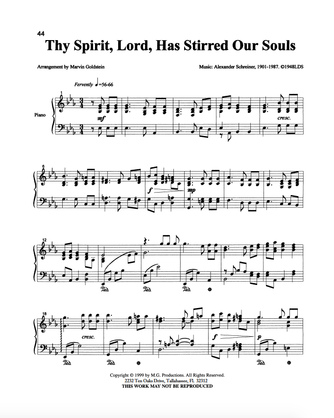 Thy Spirit Lord Has Stirred Our Souls - Marvin Goldstein Single