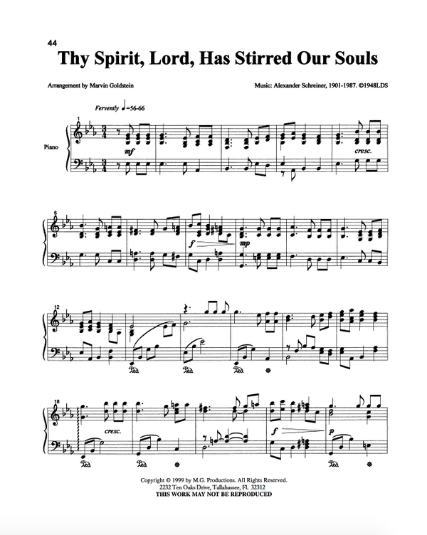 Thy Spirit Lord Has Stirred Our Souls - Marvin Goldstein Single