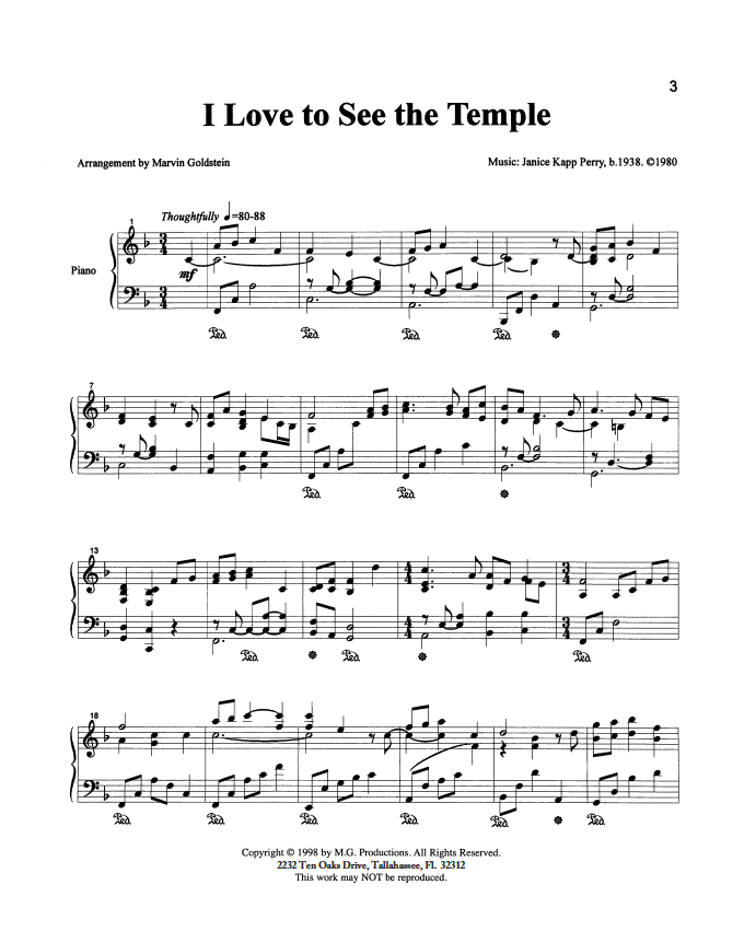 I Love to See the Temple  - Marvin Goldstein Single