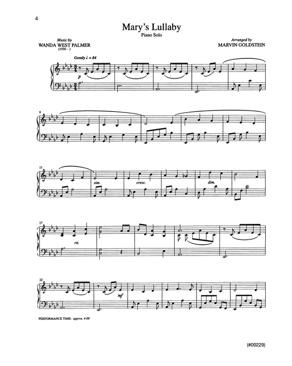 Mary's Lullaby - Marvin Goldstein Single