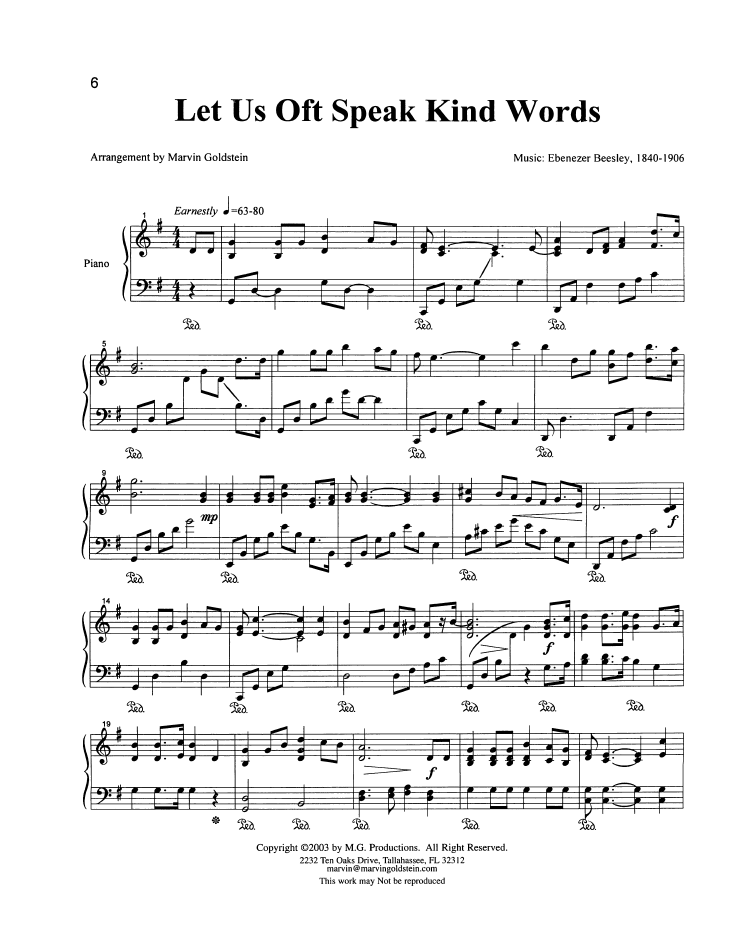 Let Us Oft Speak Kind Words - Marvin Goldstein Single