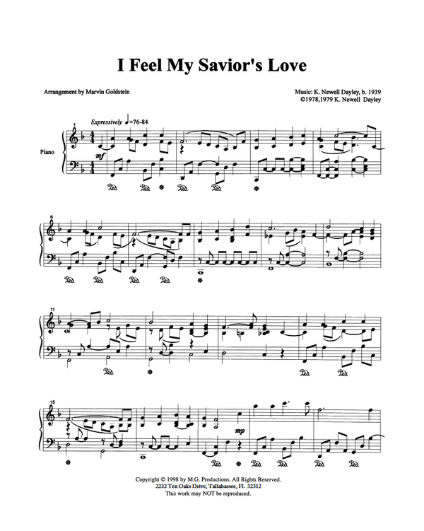I Feel My Savior's Love - Marvin Goldstein Single