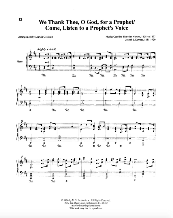 We Thank Thee O God for a Prophet - Marvin Goldstein Single