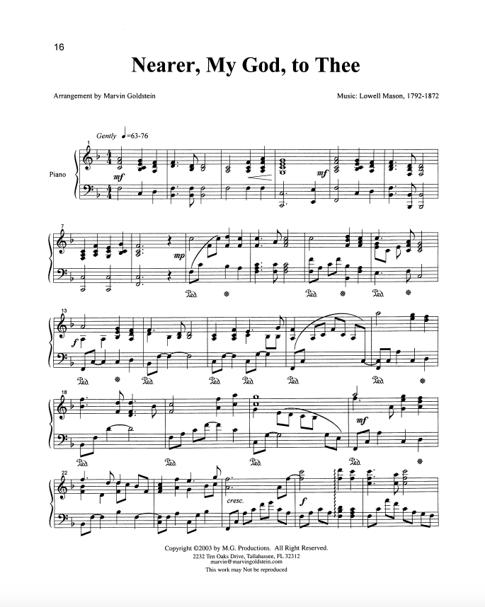 Nearer My God To Thee - Marvin Goldstein Single