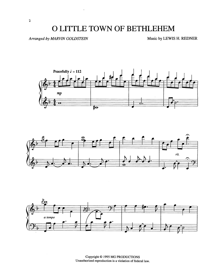 O Little Town of Bethlehem  - Marvin Goldstein Single