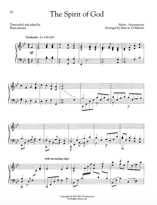 The Spirit of God - Marvin Goldstein Single