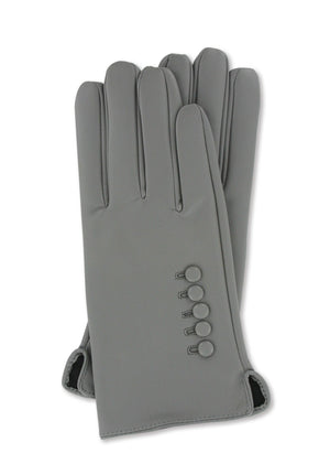 Gloves - With Buttons - Gray
