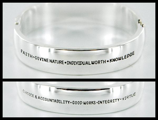Etched Silver Bangle-Young Women Values