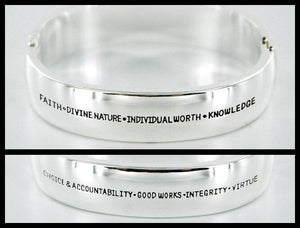 Etched Silver Bangle-Young Women Values